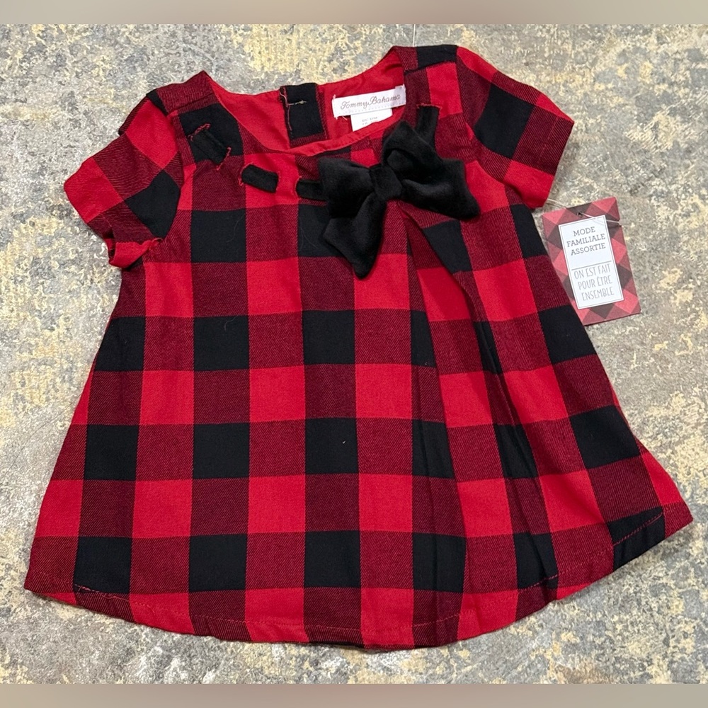 Tommy Bahama Infant Girl 12M Red Buffalo Plaid Dress Matching Family Fashion NWT